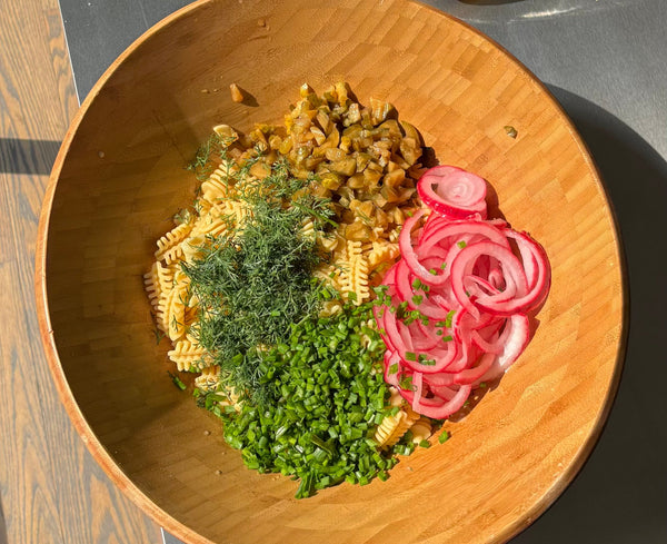 Bread and Butter Pickle Pasta Salad