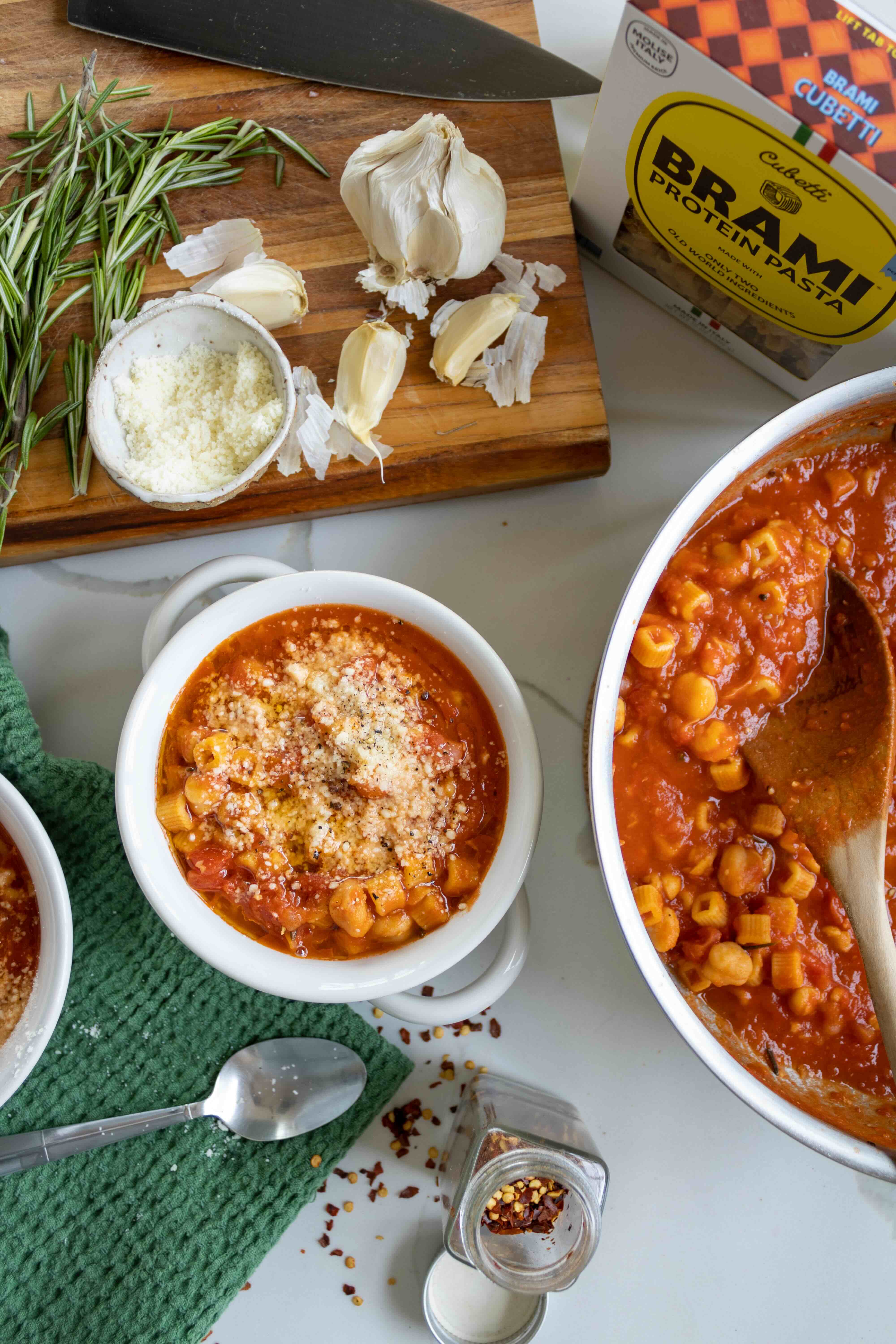 Cubetti e Ceci (Pasta and Chickpeas Soup)