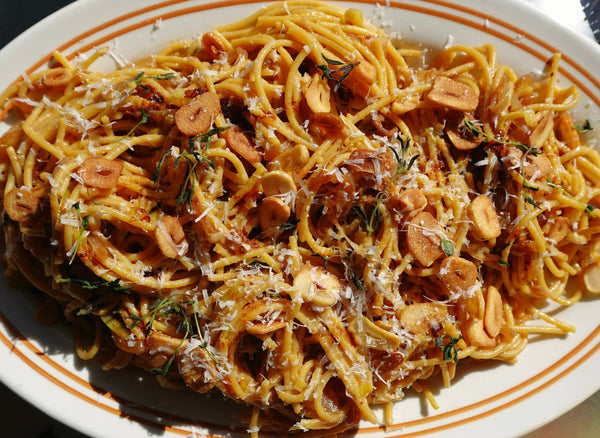 Caramelized Leek and Onion Spaghetti